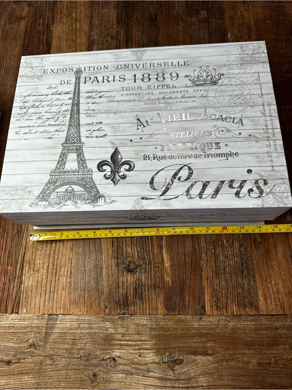 Paris Eiffel Tower Decorative Storage Boxes - White & Black gray
